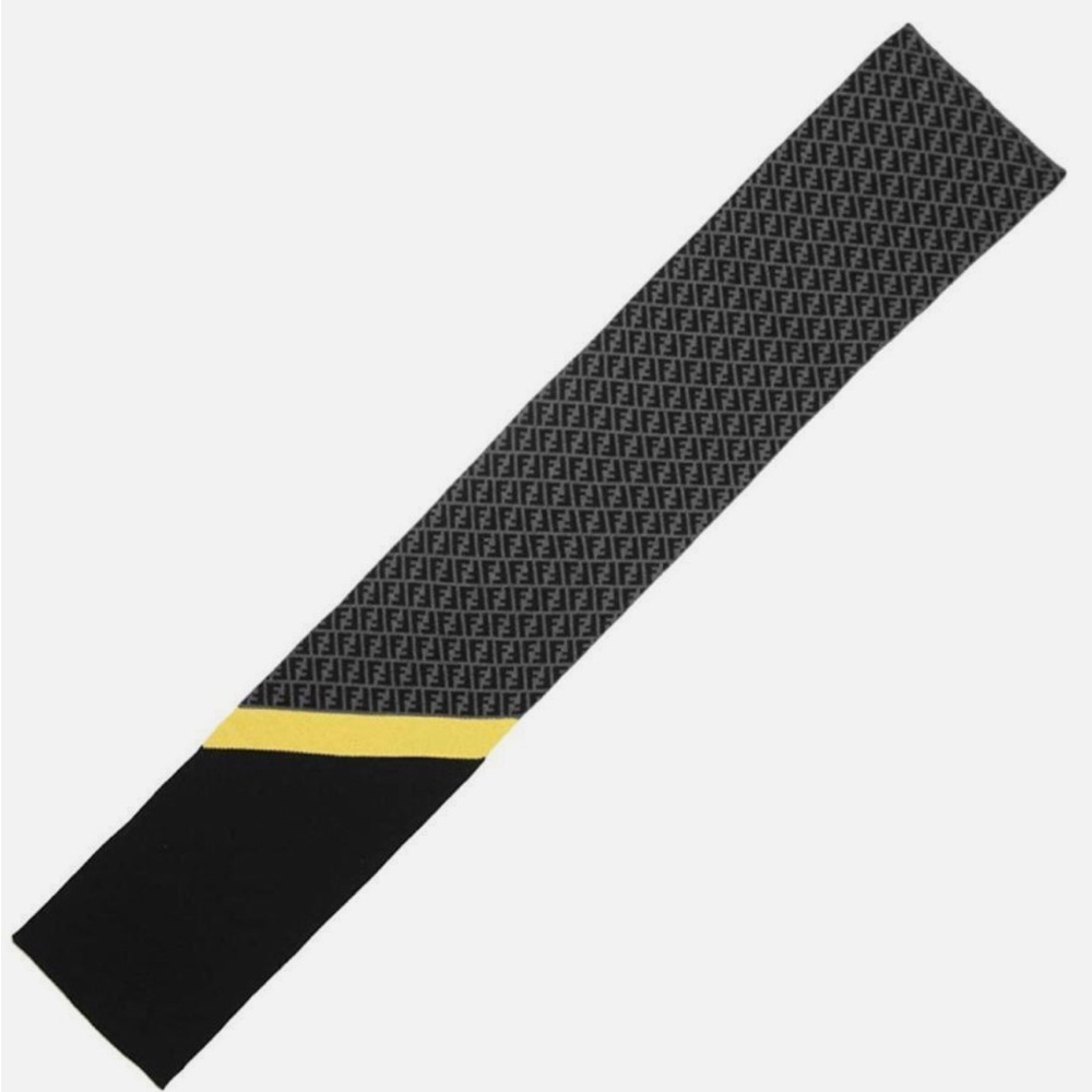 Fendi Black and Yellow Logo Scarf